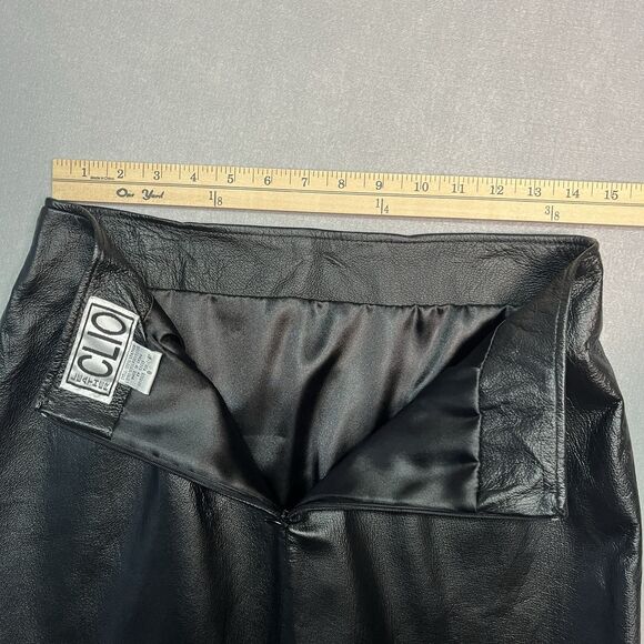 Vintage CLIO 100% Leather Pencil Skirt Size 8 |‎ 90s Minimalism Capsule Wardrobe - Picture 7 of 10